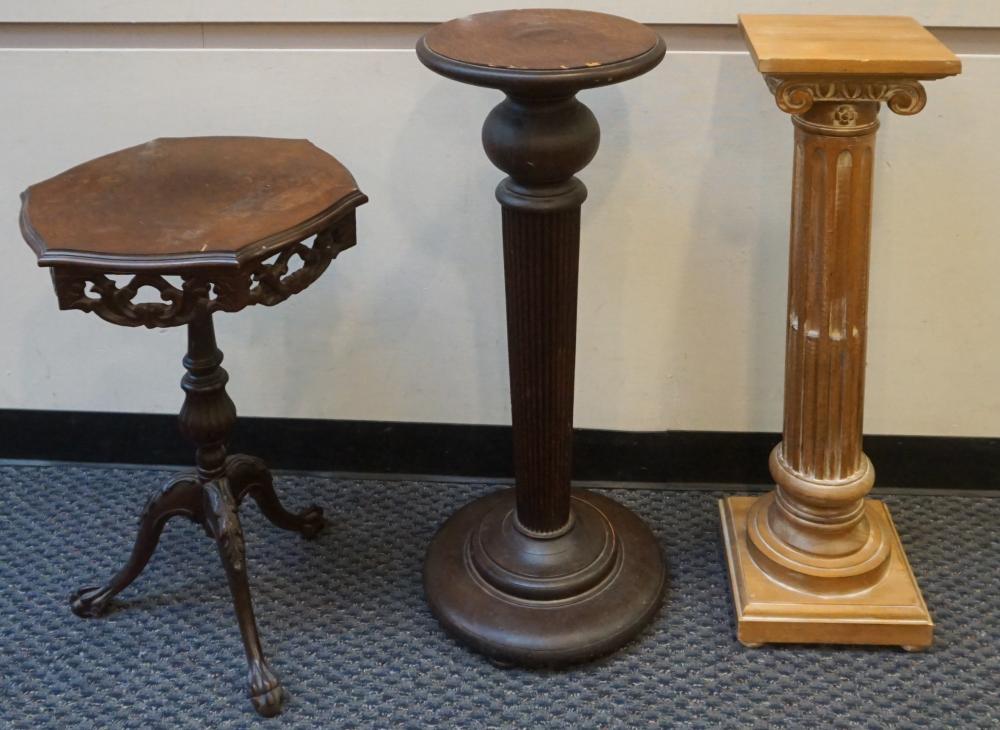 THREE FRUITWOOD PEDESTALS H OF 32ee24