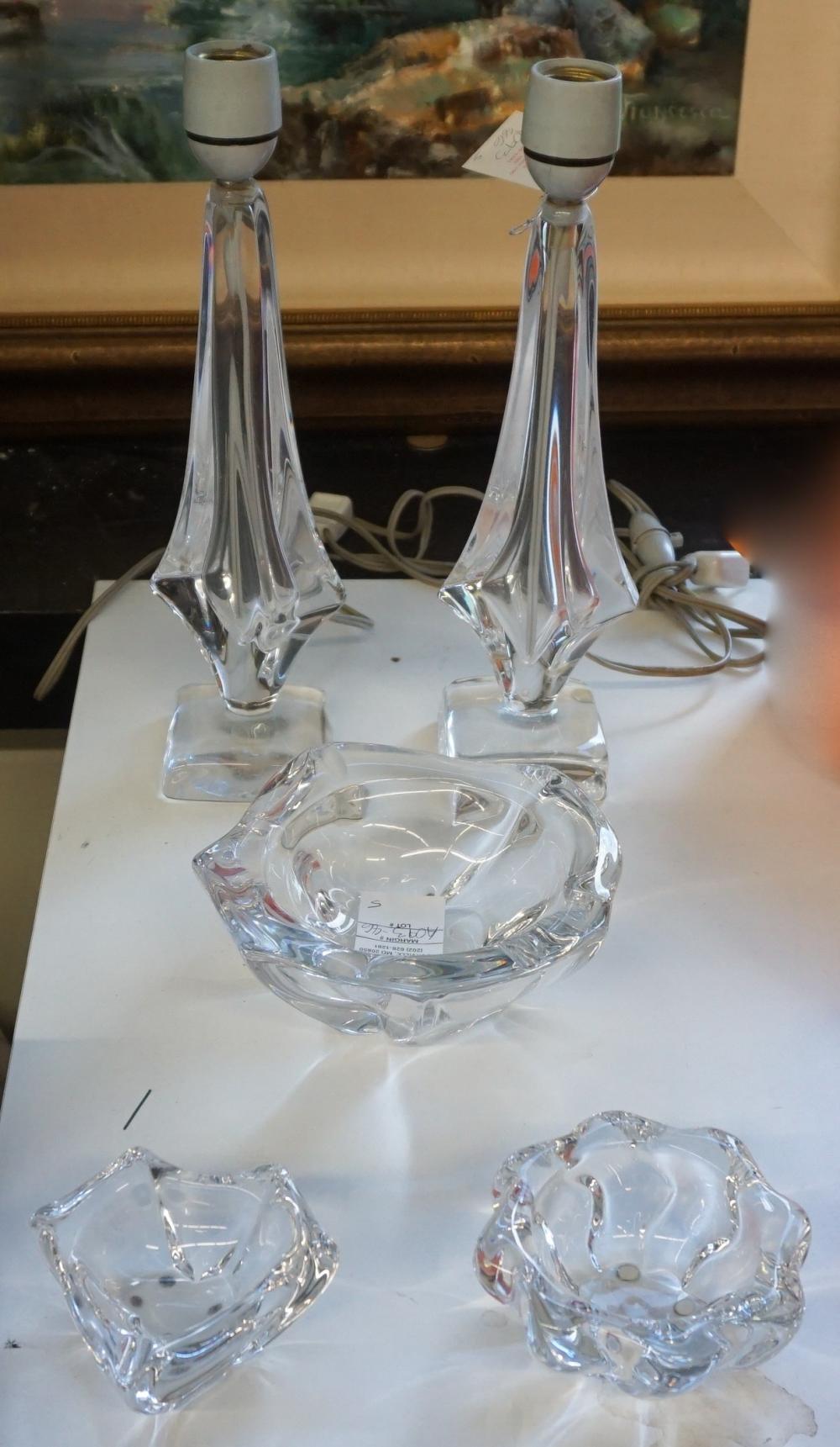 DAUM NANCY CRYSTAL BOWL TWO ASHTRAYS  32ee54