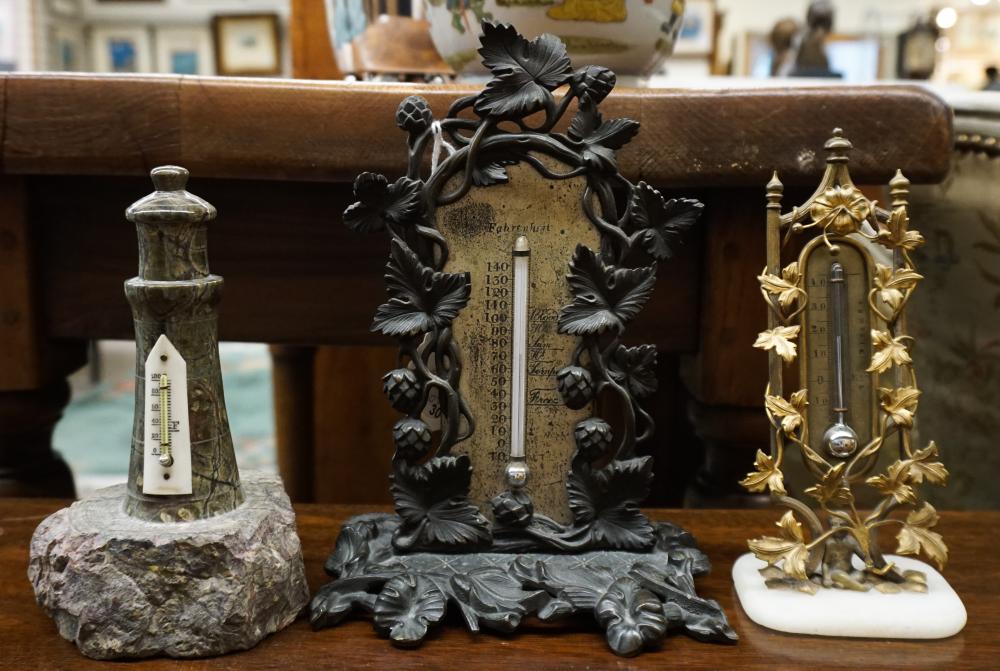 THREE EUROPEAN BRONZE AND MARBLE DESK