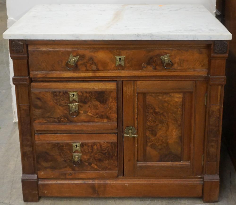 VICTORIAN WALNUT MARBLE TOP WASH