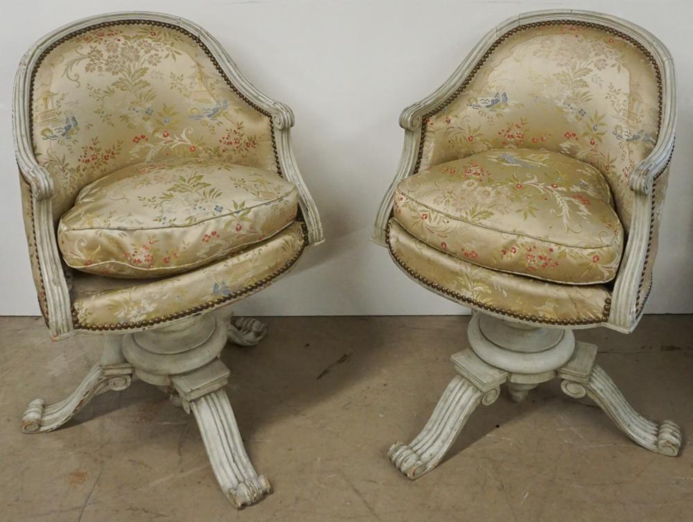 PAIR OF LOUIS PHILIPPE UPHOLSTERED