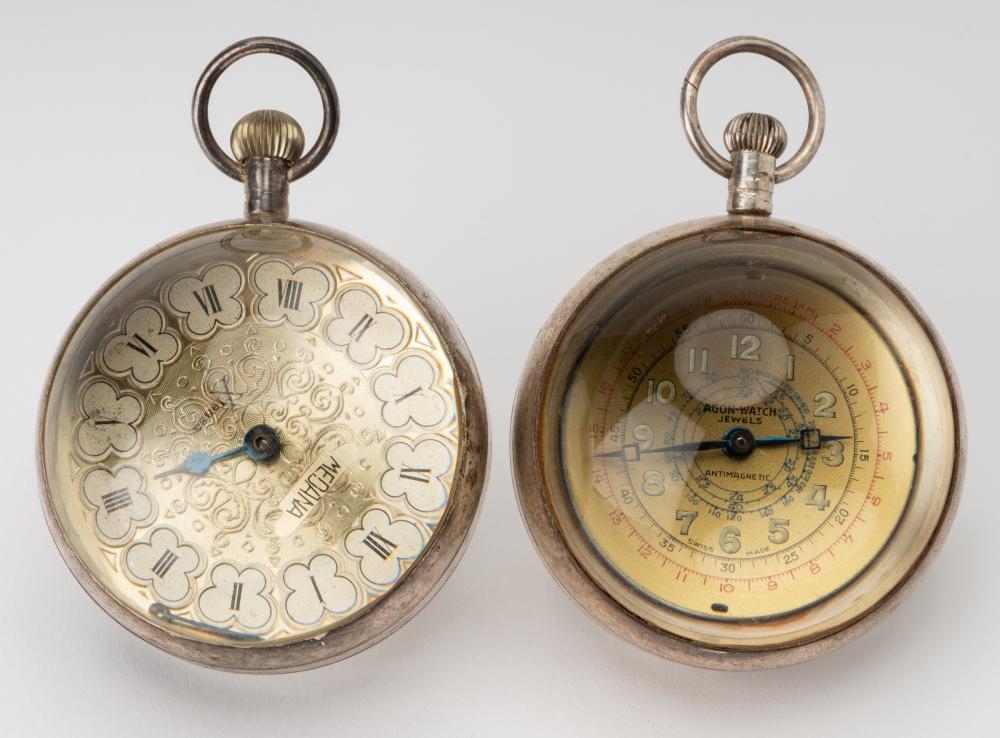 TWO GLASS ORB DESK CLOCKSsigned “ARGON