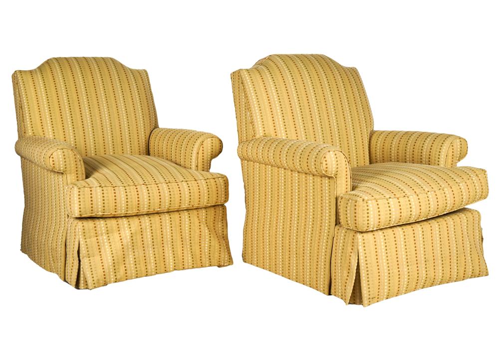 PAIR OF UPHOLSTERED CLUB CHAIRSwith