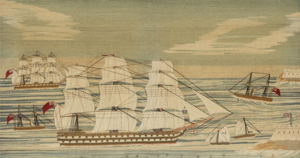 ENGLISH SAILOR'S WOOLWORK PICTURE