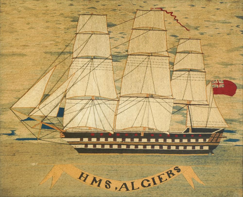 ENGLISH SAILOR'S WOOLWORK PICTURE