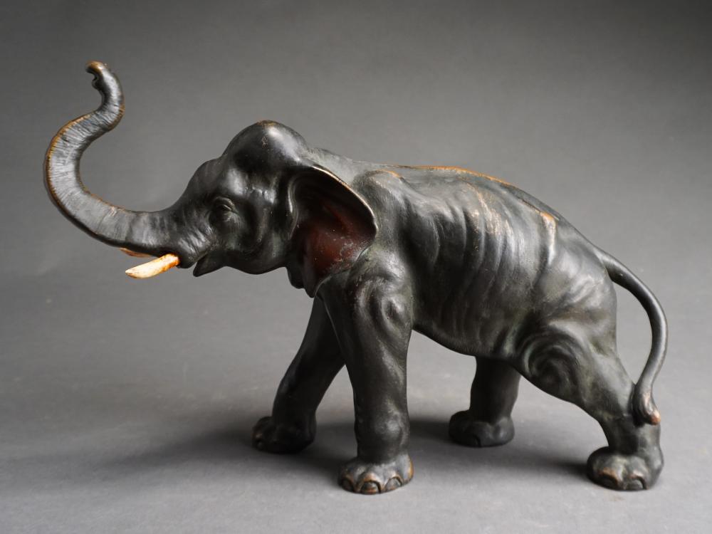 BRONZED CLAD FIGURE OF AN ELEPHANT,