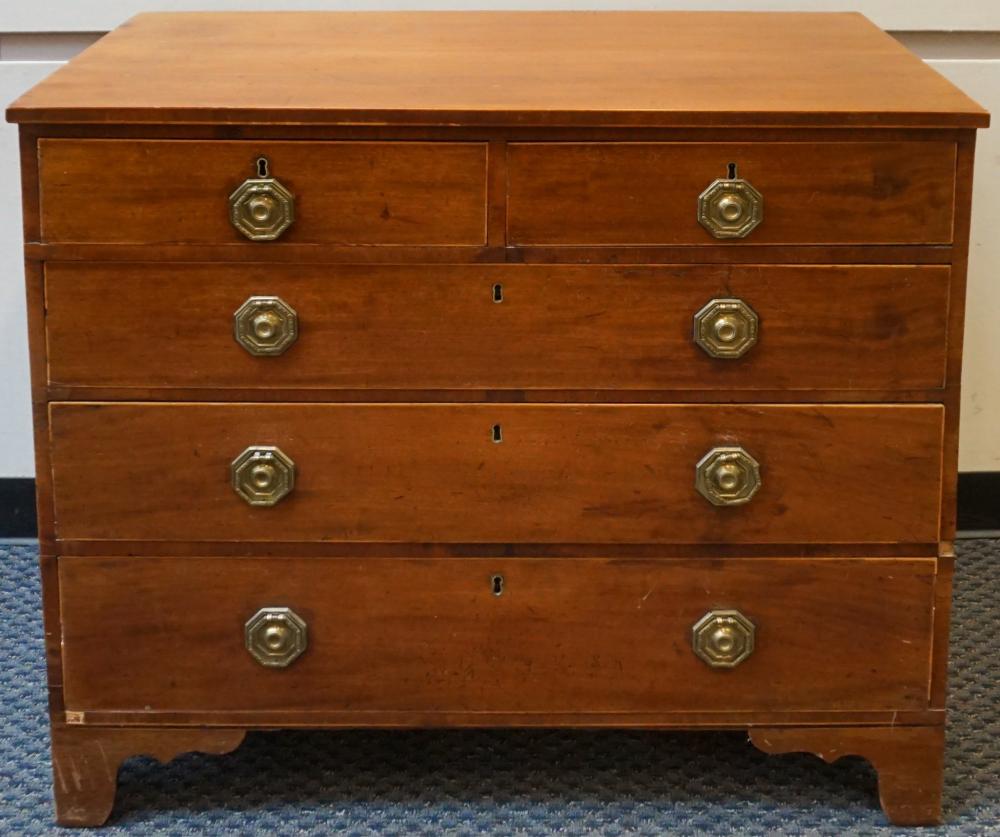 GEORGE III MAHOGANY CHEST OF DRAWERS,