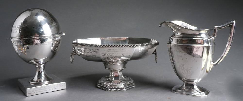 THREE SILVER PLATE DOG SHOW TROPHIESThree