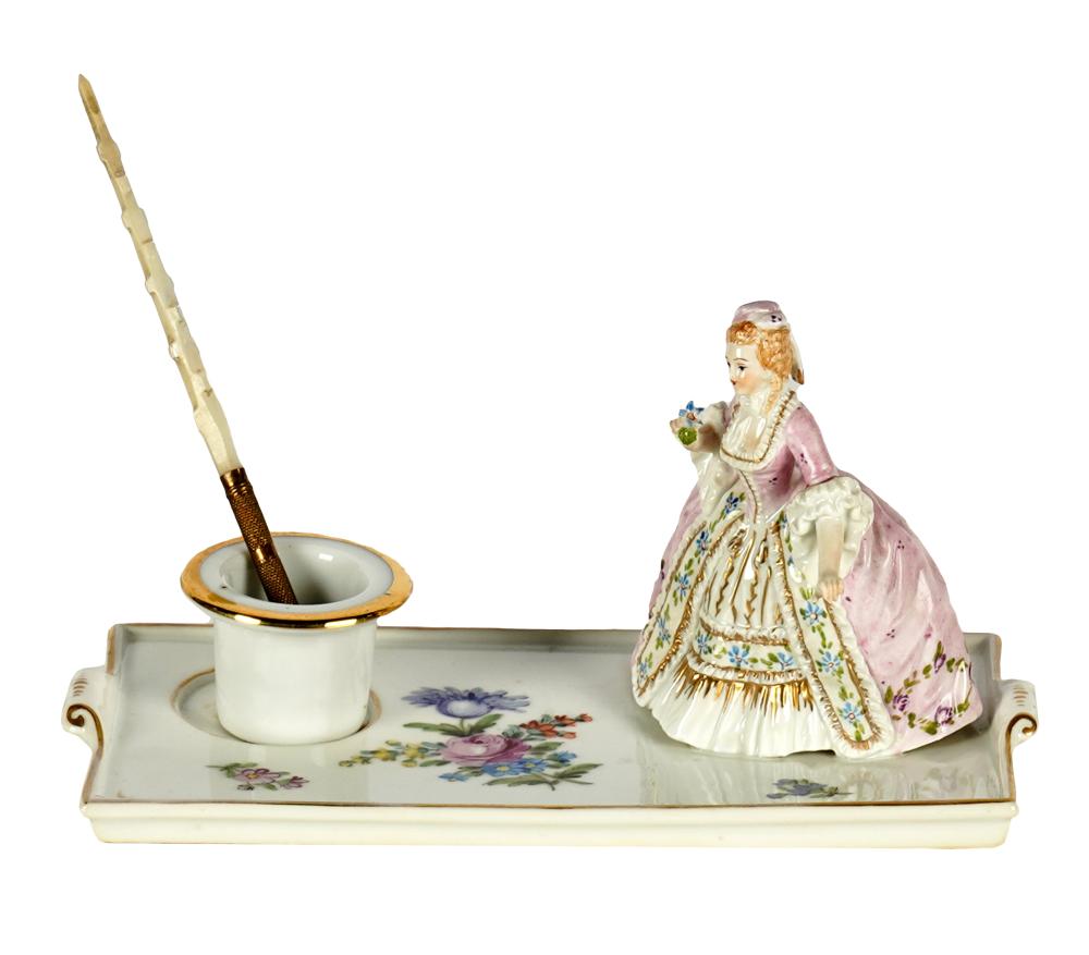 DRESDEN PORCELAIN INK STANDblue-painted