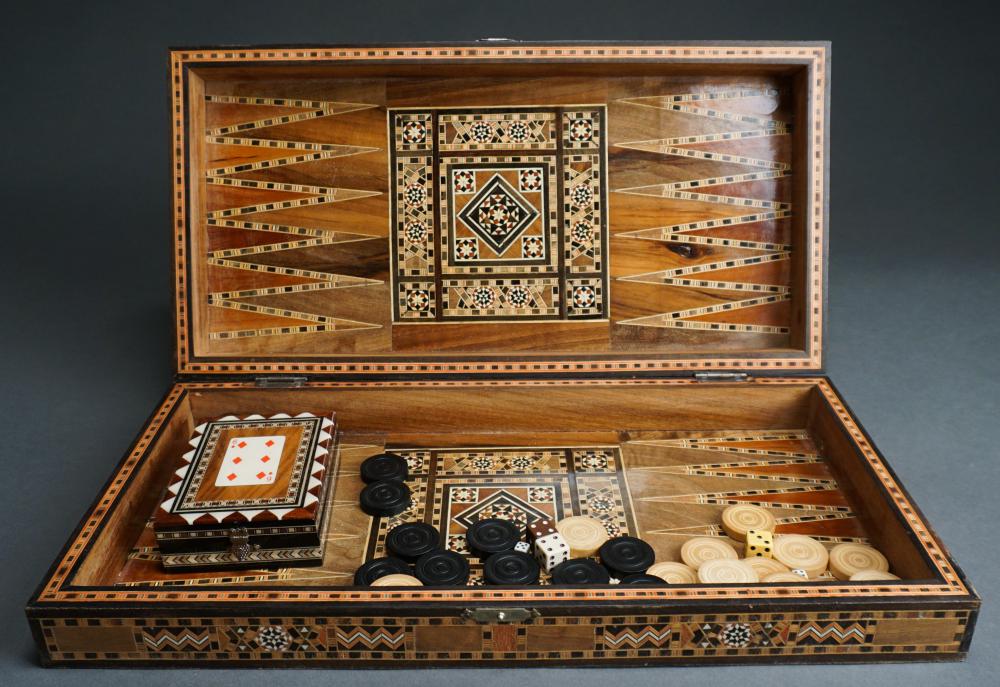 INLAID WOOD CHECKERS BACKGAMMON 32efd9