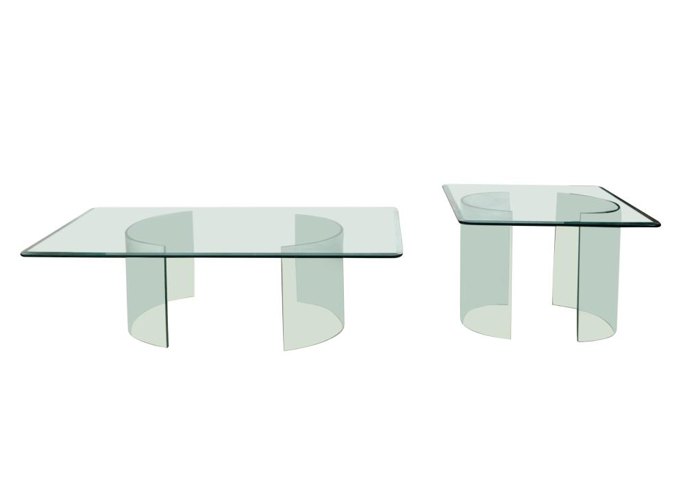 MODERNIST GLASS COFFEE TABLE & MATCHING