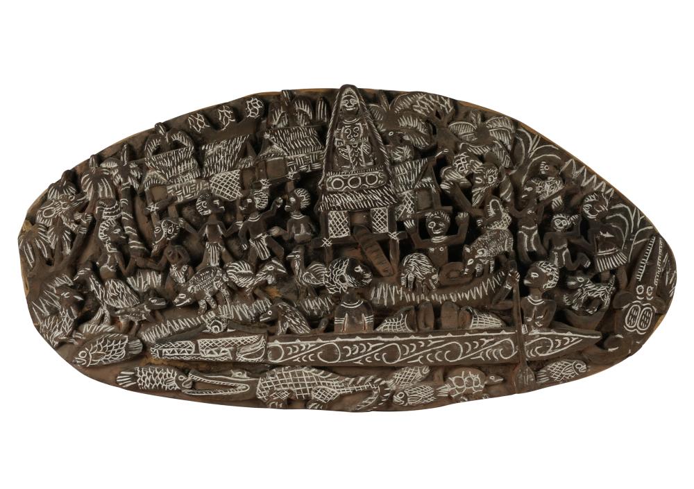 OCEANIC OVAL RELIEF-CARVED WOOD