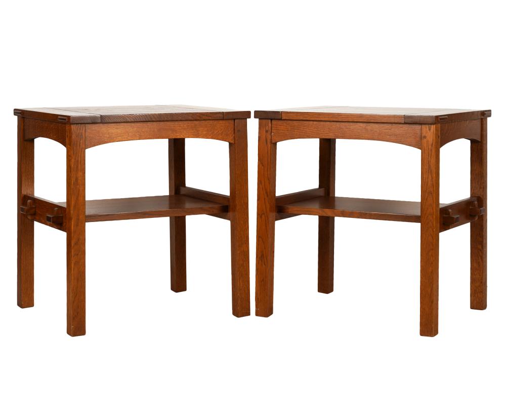 PAIR OF STICKLEY OAK LAMP TABLESmodern;