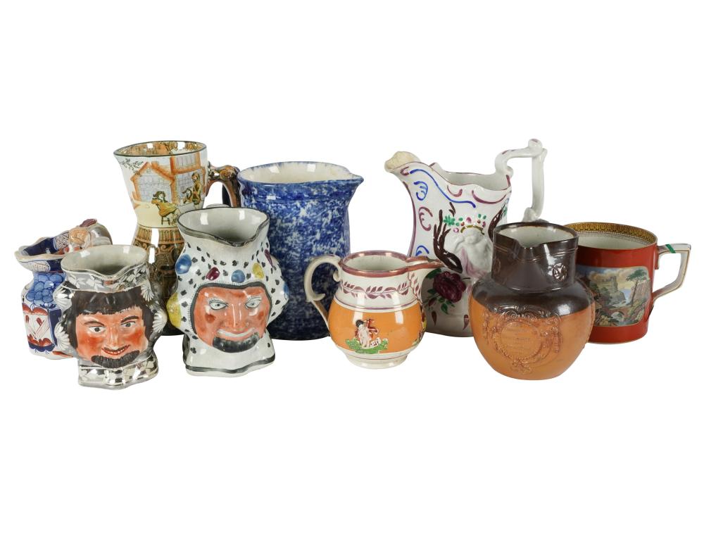 GROUP OF ENGLISH CERAMIC PITCHERScomprising 32f02c