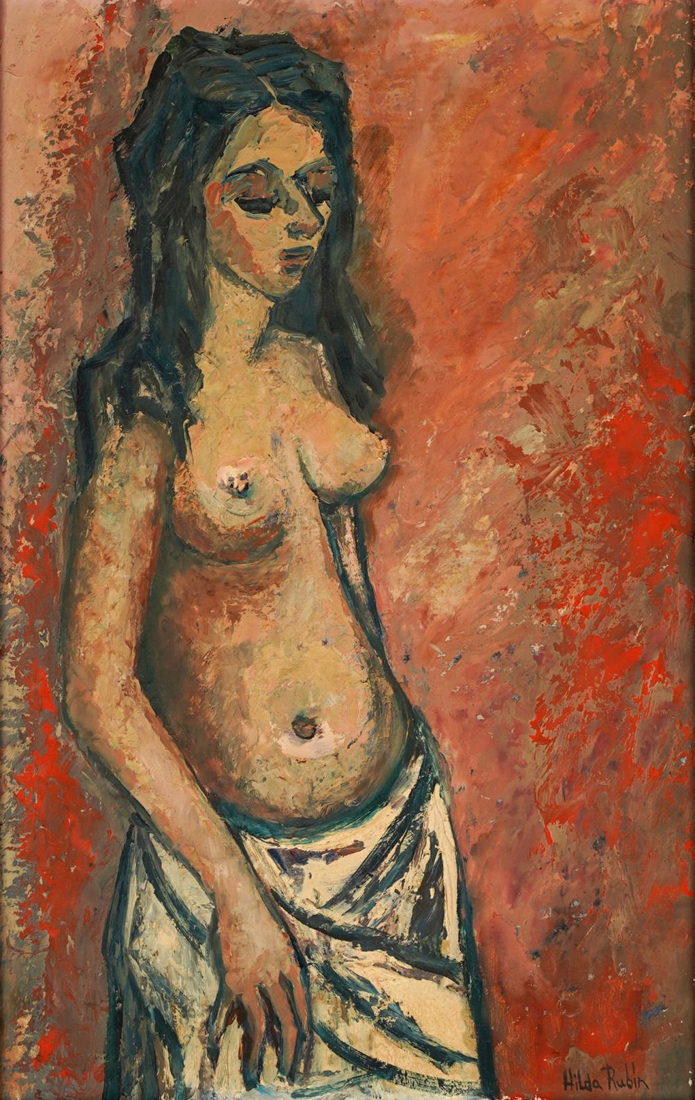 HILDA RUBIN (B. 1923): FEMALE NUDEoil