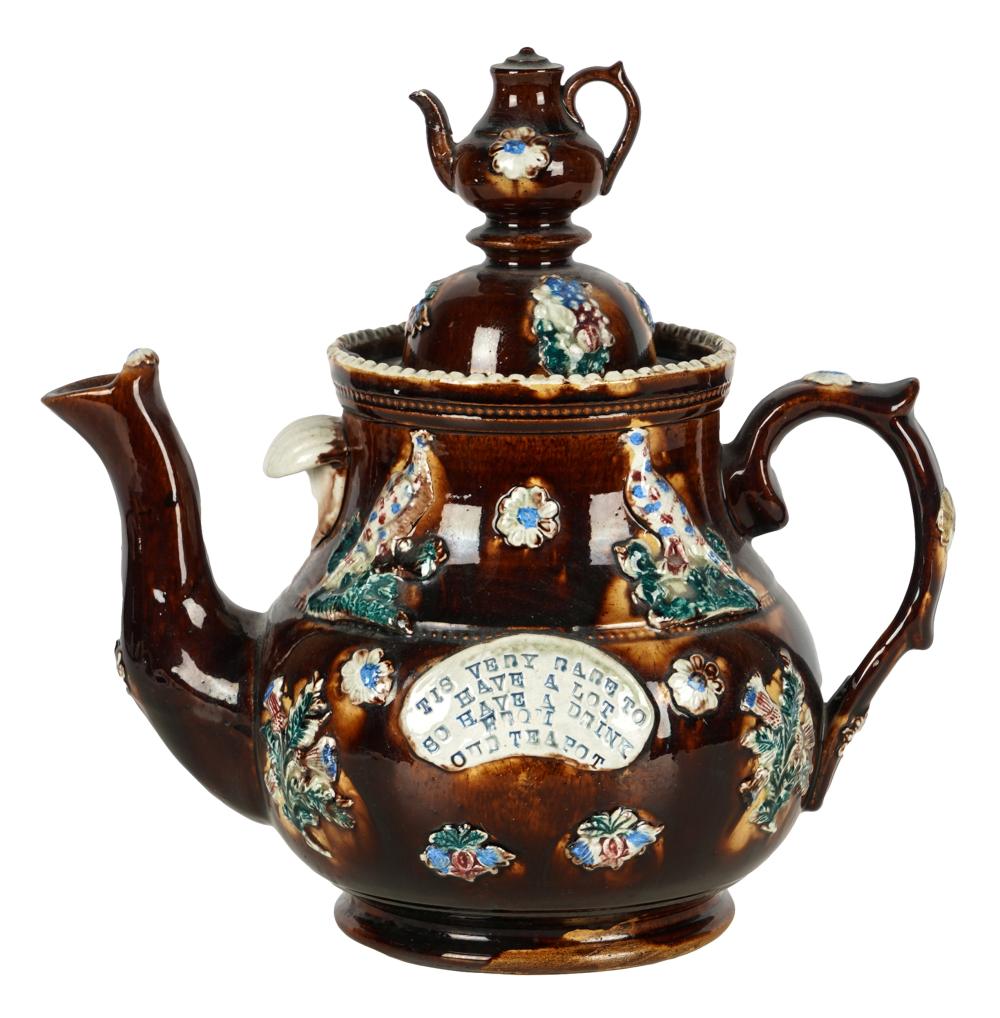 ENGLISH BARGEWARE TEAPOTinscription