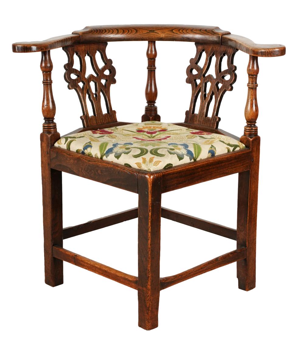 GEORGIAN OAK CORNER CHAIRthe seat 32f0f9