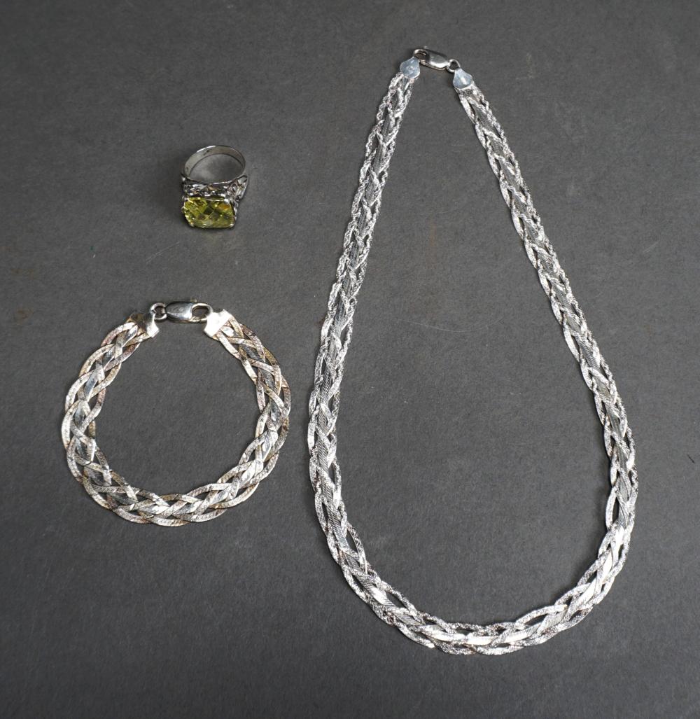 STERLING SILVER NECKLACE, BRACELET AND