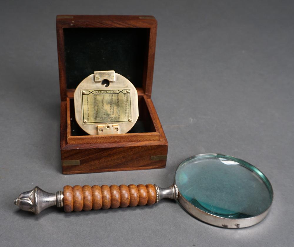 STANLEY BRASS COMPASS IN WOOD BOX AND