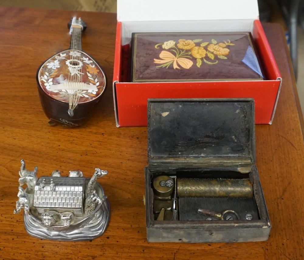 THREE MUSIC BOXES AND A MINIATURE 32f20a
