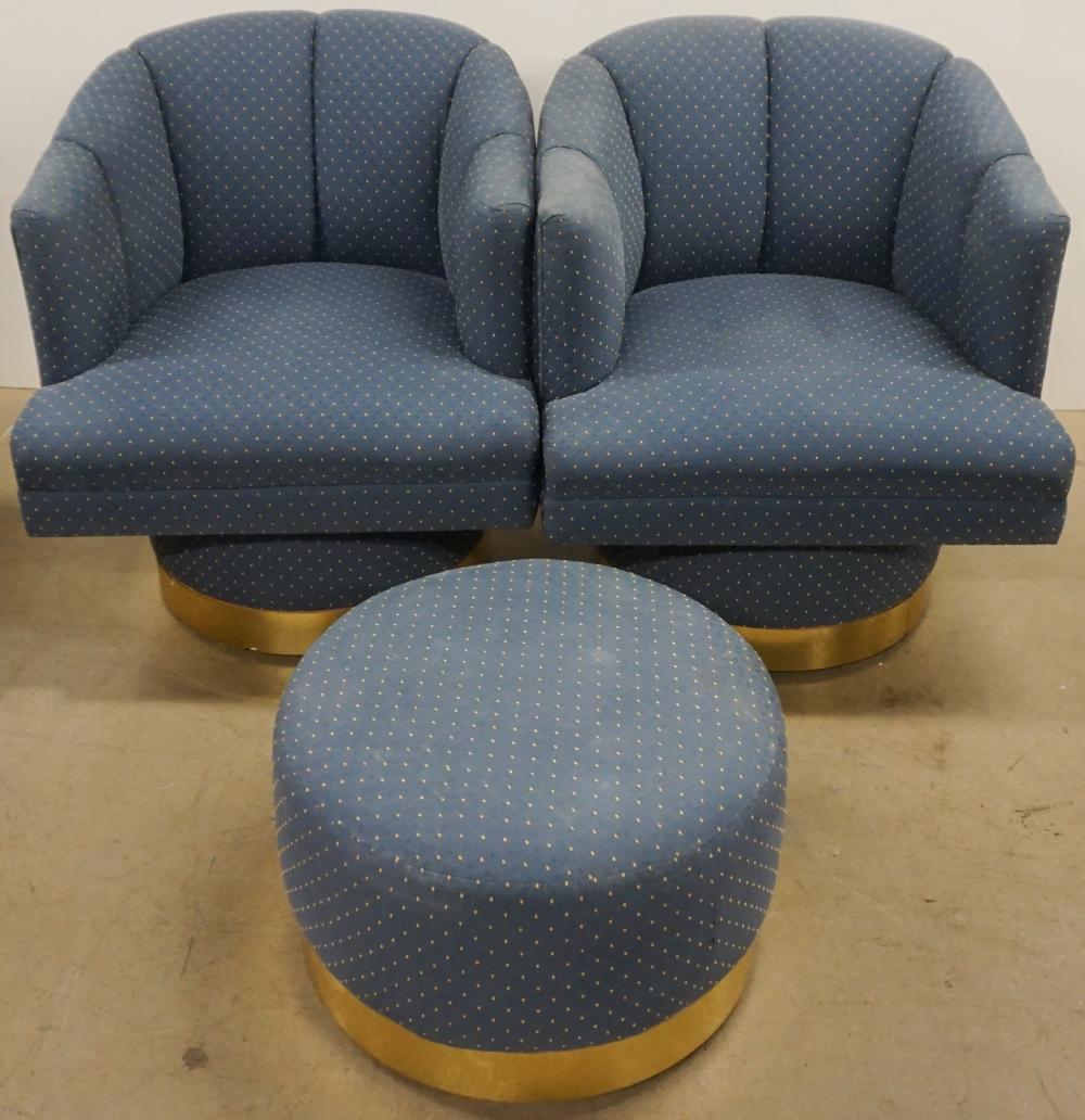 PAIR OF MODERN BLUE UPHOLSTERED