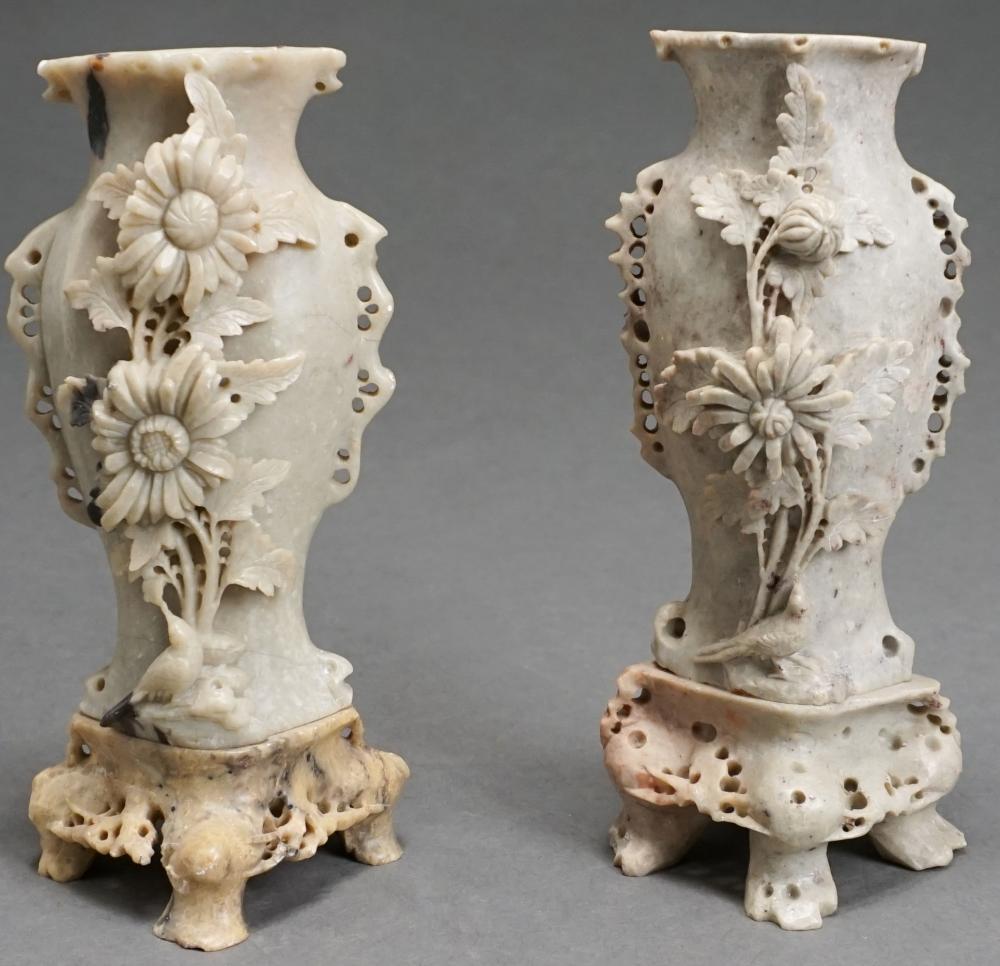 PAIR SOUTHEAST ASIAN FLORAL CARVED