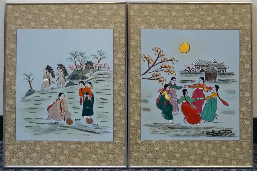 PAIR KOREAN NEEDLEWORK PANELS,