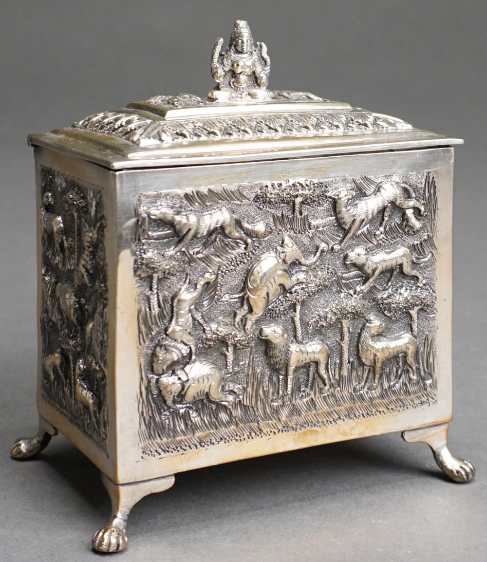 SOUTHEAST ASIAN SILVER FOOTED BOX,