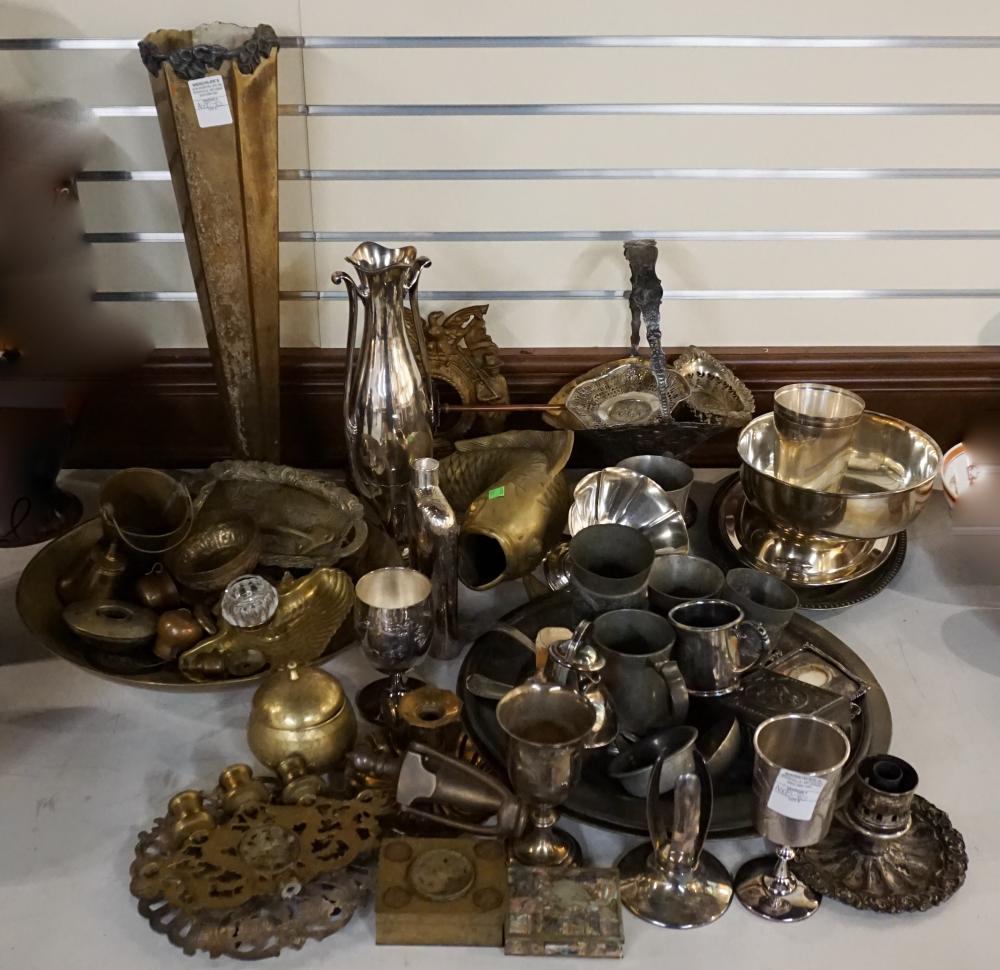 COLLECTION OF ASSORTED BRASS, PEWTER,