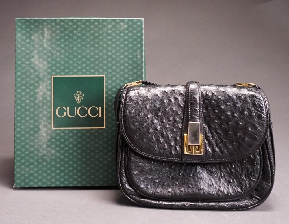 GUCCI OSTRICH SHOULDER BAG WITH