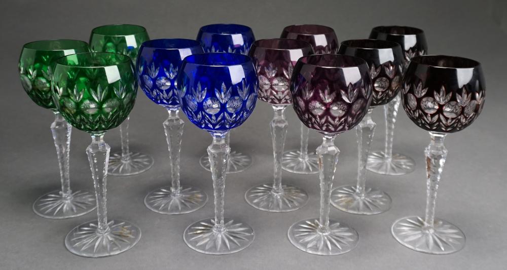 SET OF 12 HUNGARIAN COLORED ETCHED