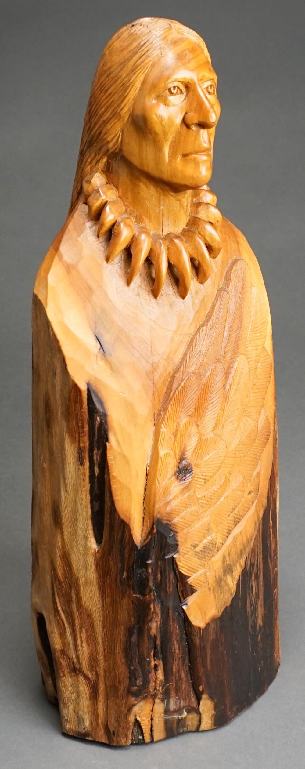 CARVED WOOD FIGURE OF AN AMERICAN