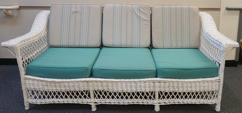 WHITE PAINTED WICKER SOFA PAIR 32f4aa