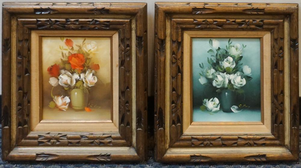 C CORZO PAIR STILL LIFES OF FLOWERS  32f4d0