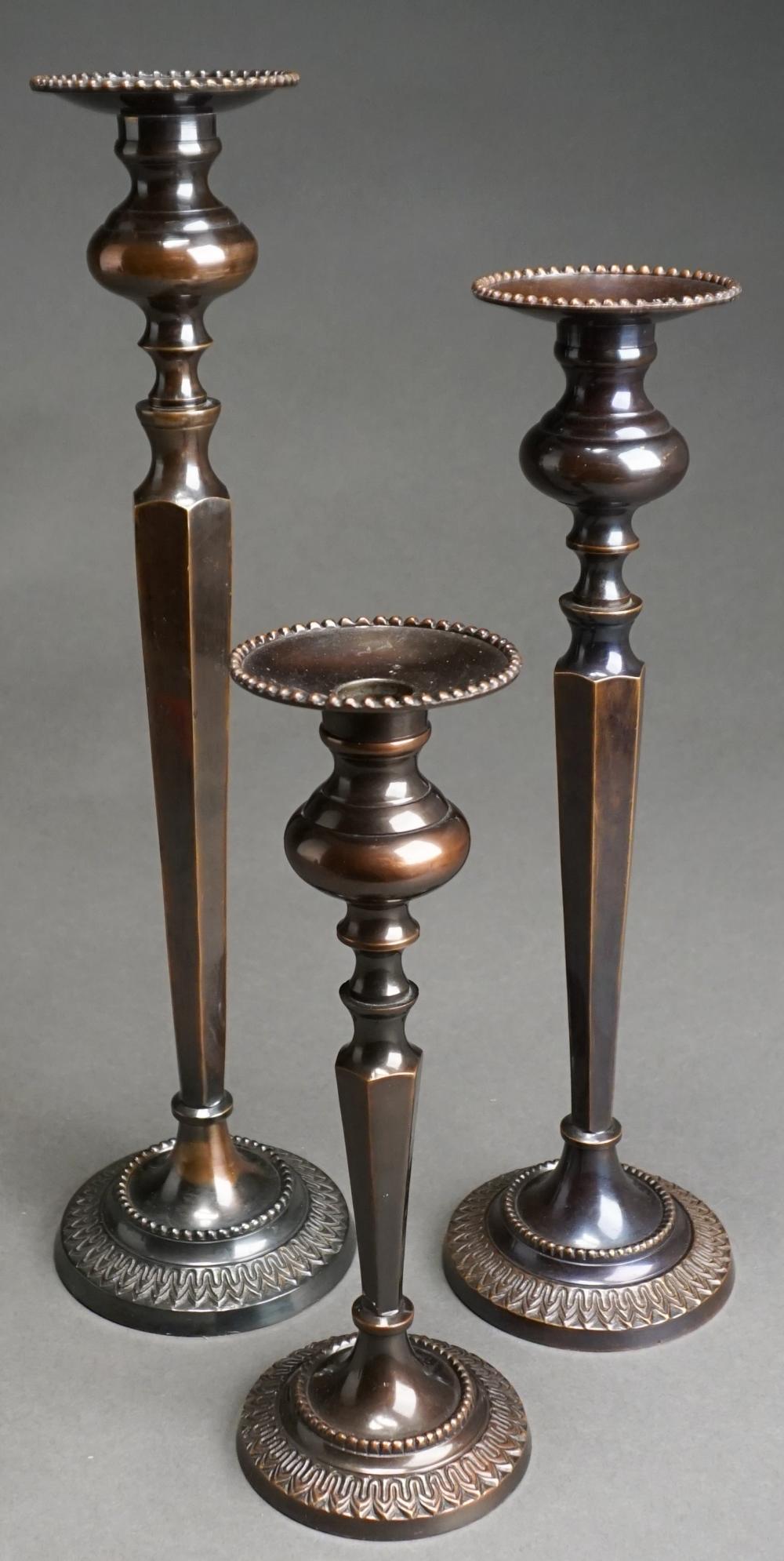 SET OF THREE INDIAN PATINATED BRONZE