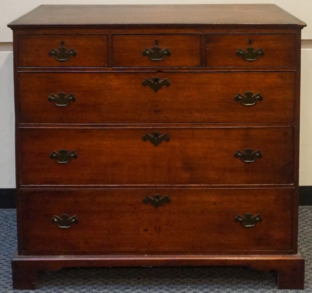 GEORGE III MAHOGANY CHEST OF DRAWERS,