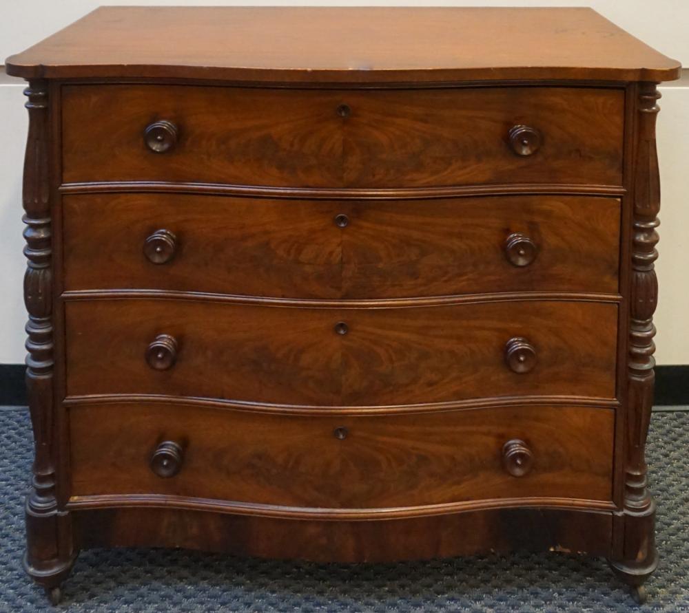 CLASSICAL STYLE MAHOGANY SERPENTINE-FRONT