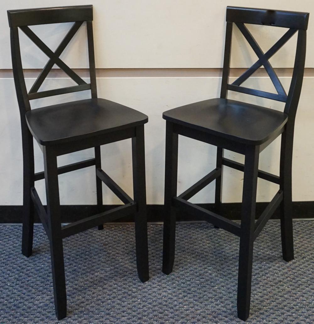 PAIR OF BLACK PAINTED FRUITWOOD