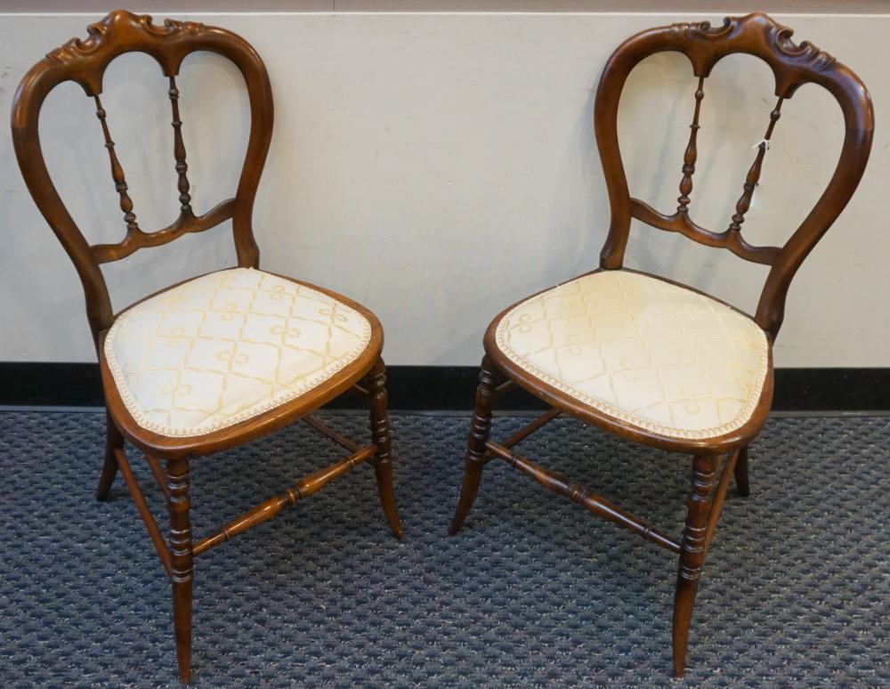 PAIR 19TH CENTURY MAHOGANY UPHOLSTERED