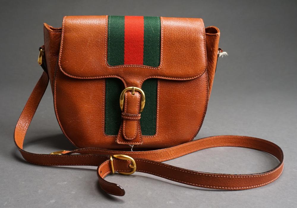 GUCCI LEATHER SADDLE BAG WITH STRIPES