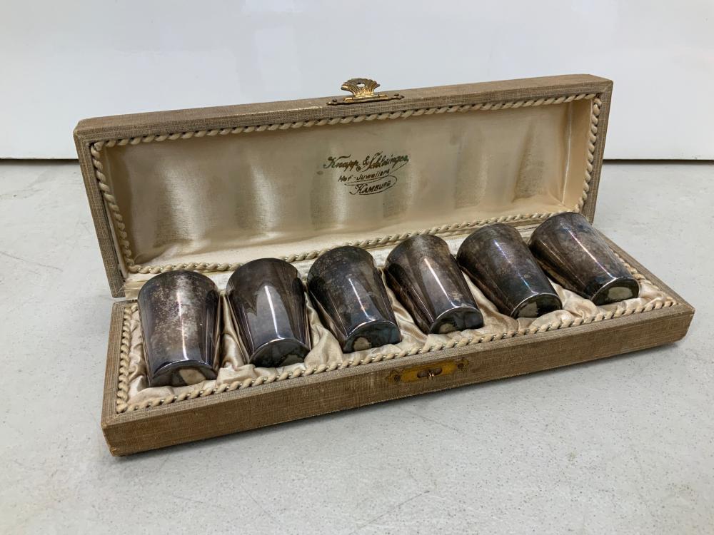 SIX GERMAN 800-SILVER SHOT CUPS, 4.5