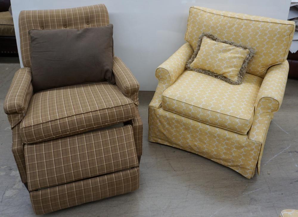 PAIR OF CONTEMPORARY YELLOW UPHOLSTERED