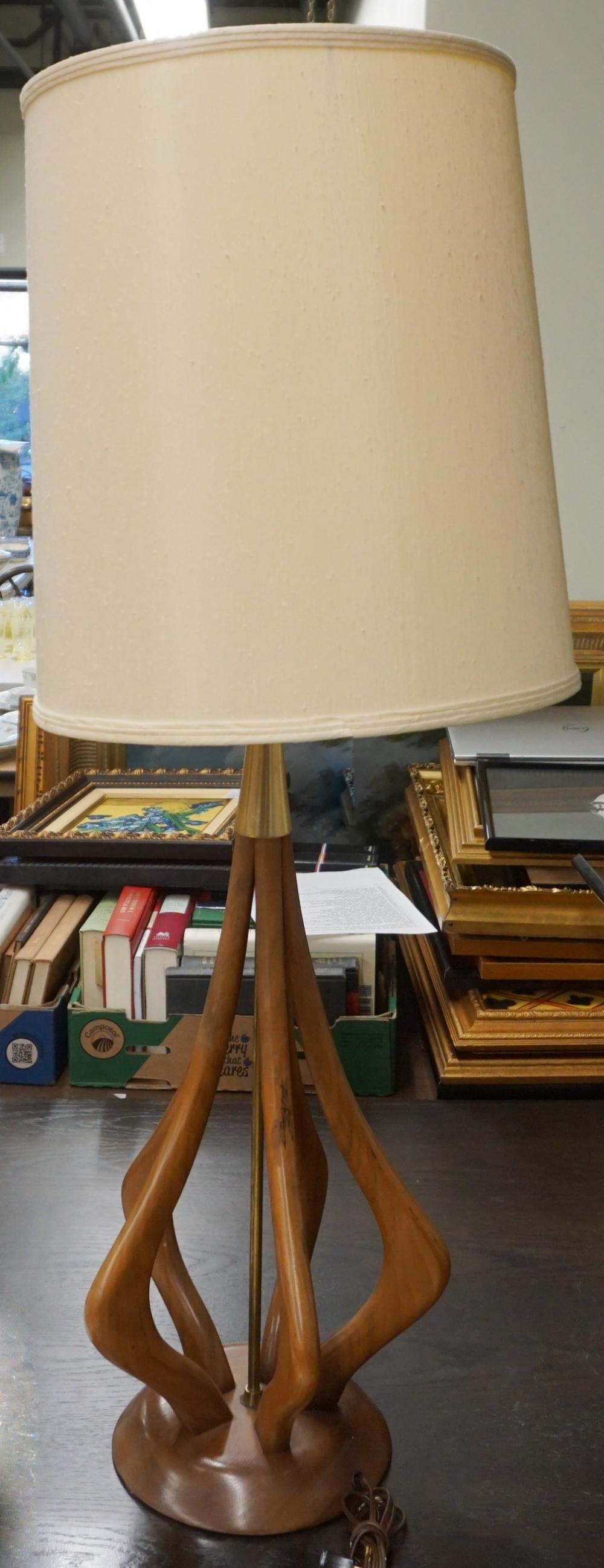 MID-CENTURY WALNUT LAMP H: 43 IN.