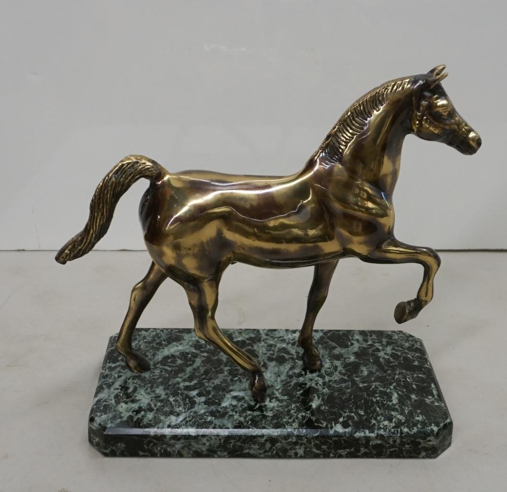 BRONZE FIGURE OF HORSE WITH MARBLE 32f6ad