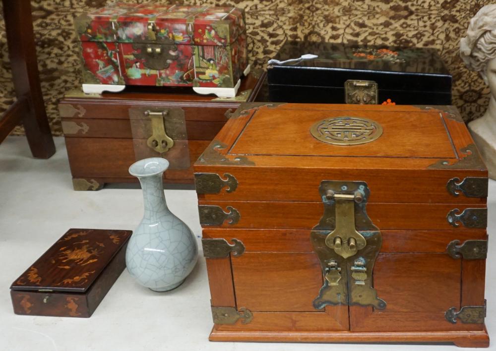 COLLECTION OF FIVE ASIAN WOOD AND