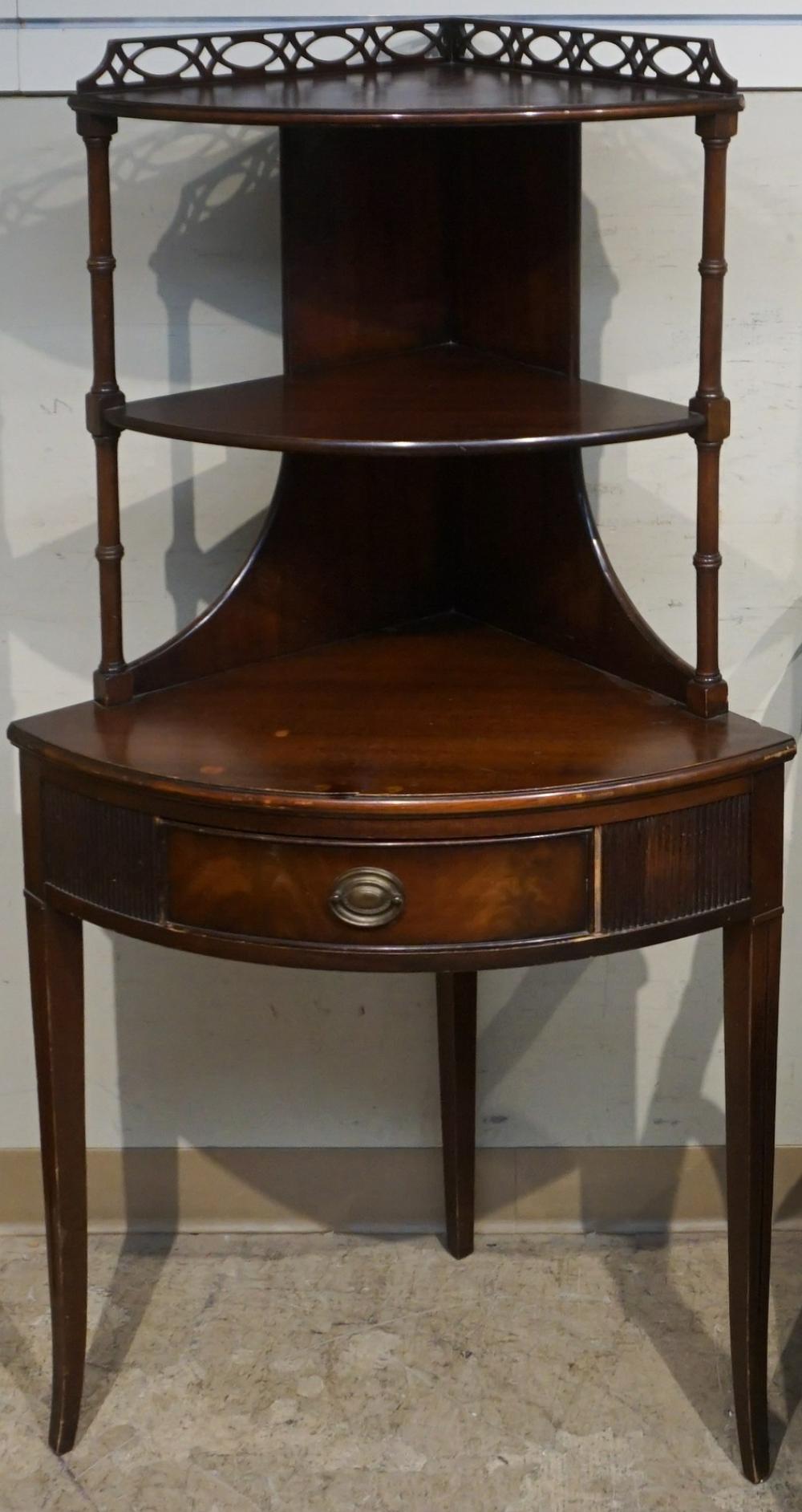 PAIR EDWARDIAN MAHOGANY CORNER