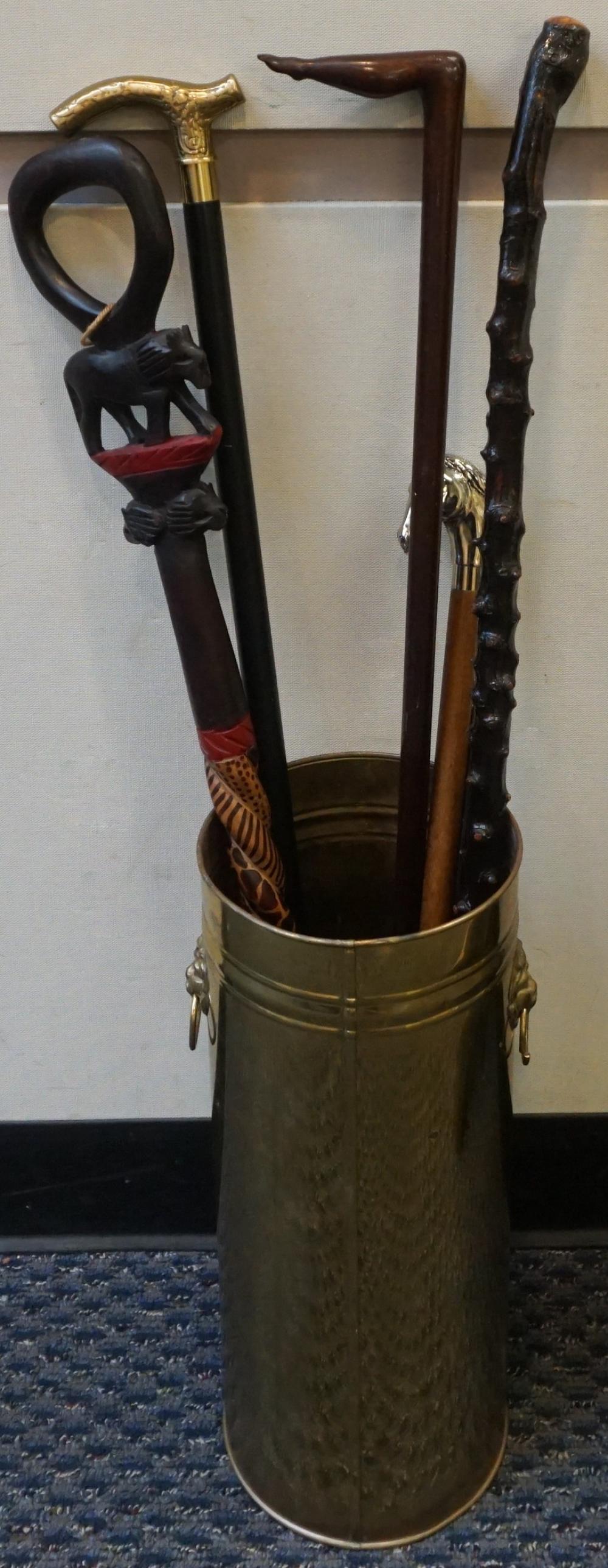 BRASS UMBRELLA STAND WITH FIVE