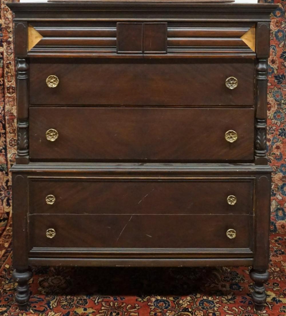 STAINED MAHOGANY CHEST OF DRAWERS,