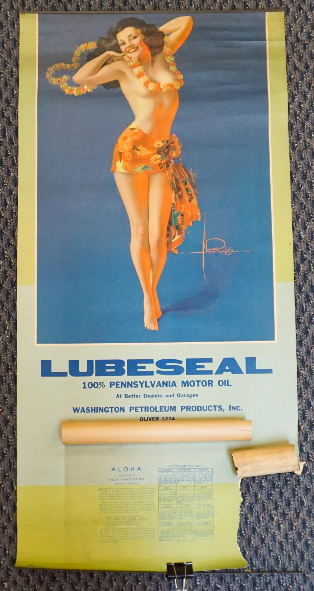 LUBESEAL 1943 PINUP CALENDAR, UNFRAMEDLubeseal