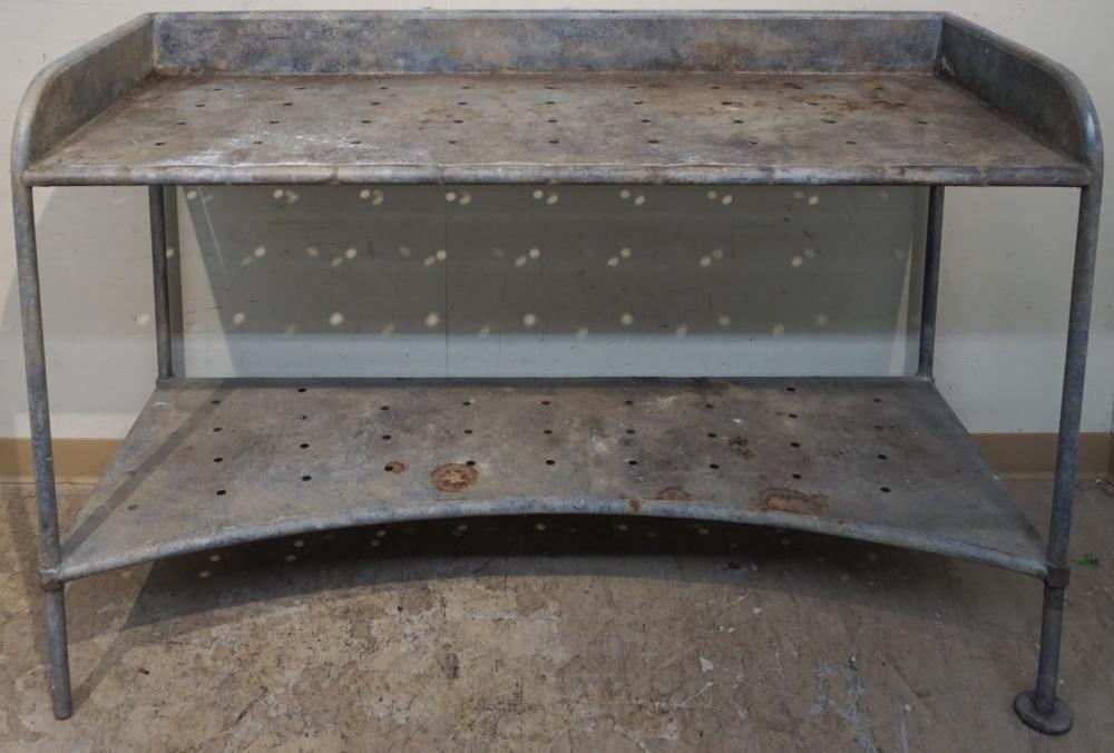 GALVANIZED METAL GARDENING BENCH,